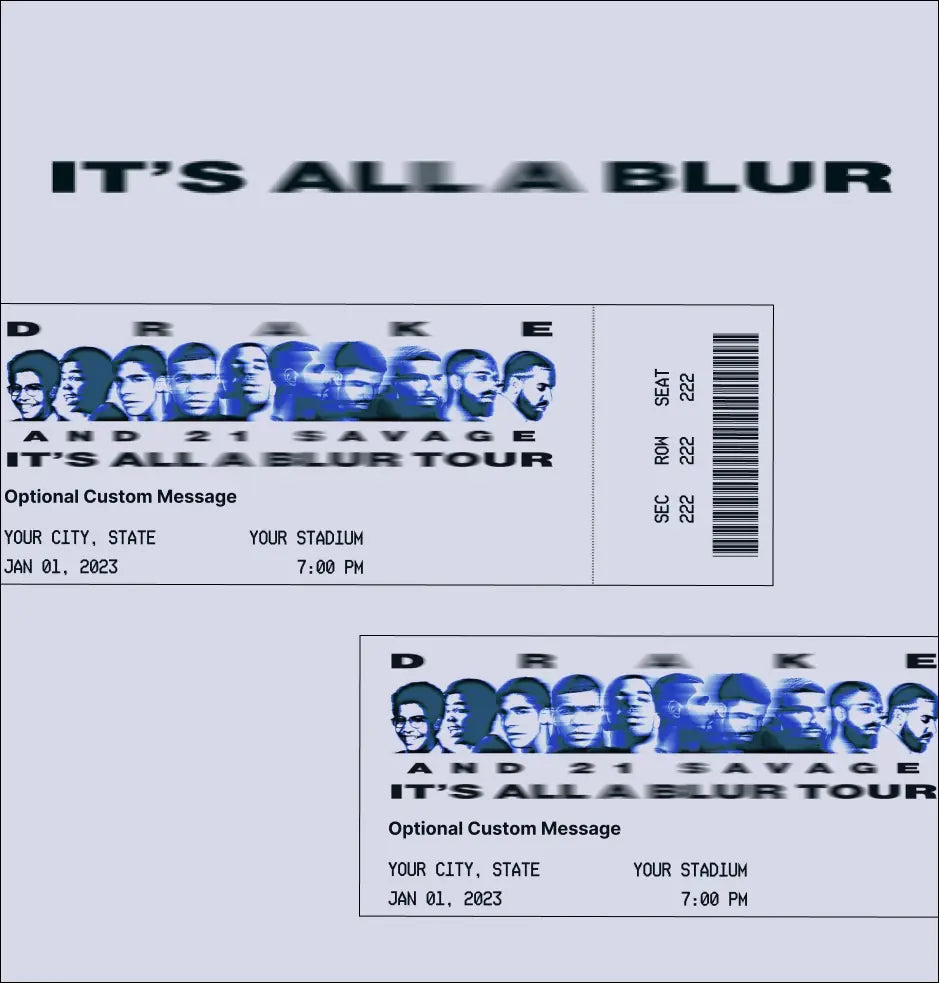 DRAKE & 21 SAVAGE "IT WAS ALL A BLUR" TOUR | PHYSICAL KEEPSAKE TICKET